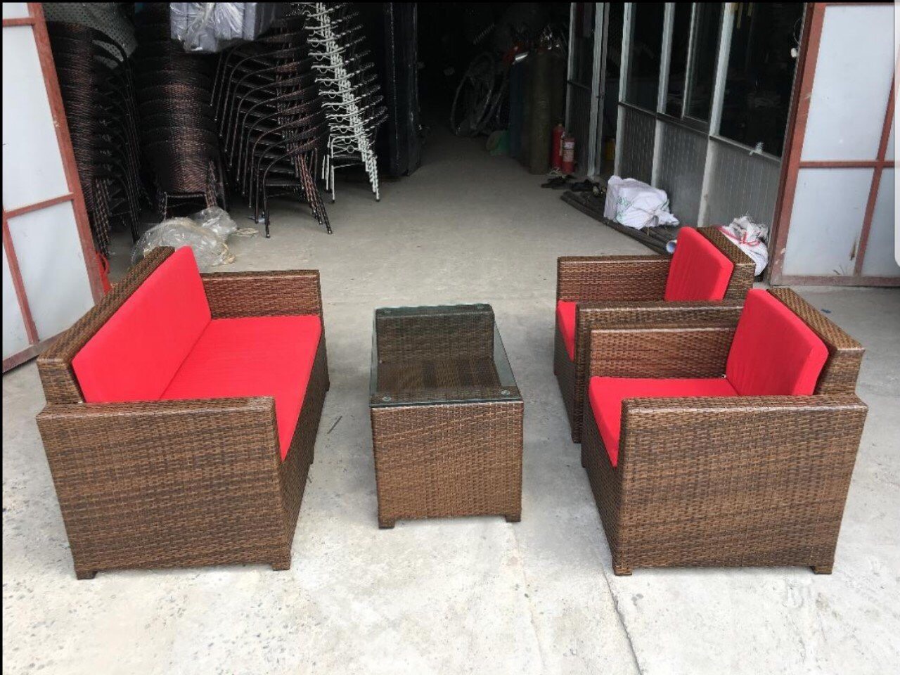 BÀN GHẾ NHỰA GIẢ MÂY 15