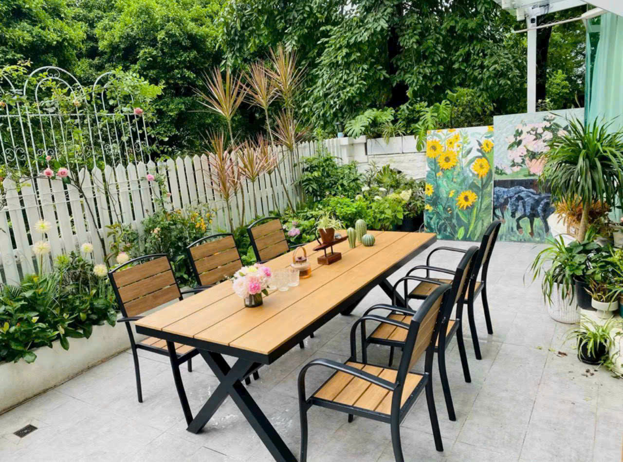 Bộ bàn ghế ăn nhôm đúc sân vườn