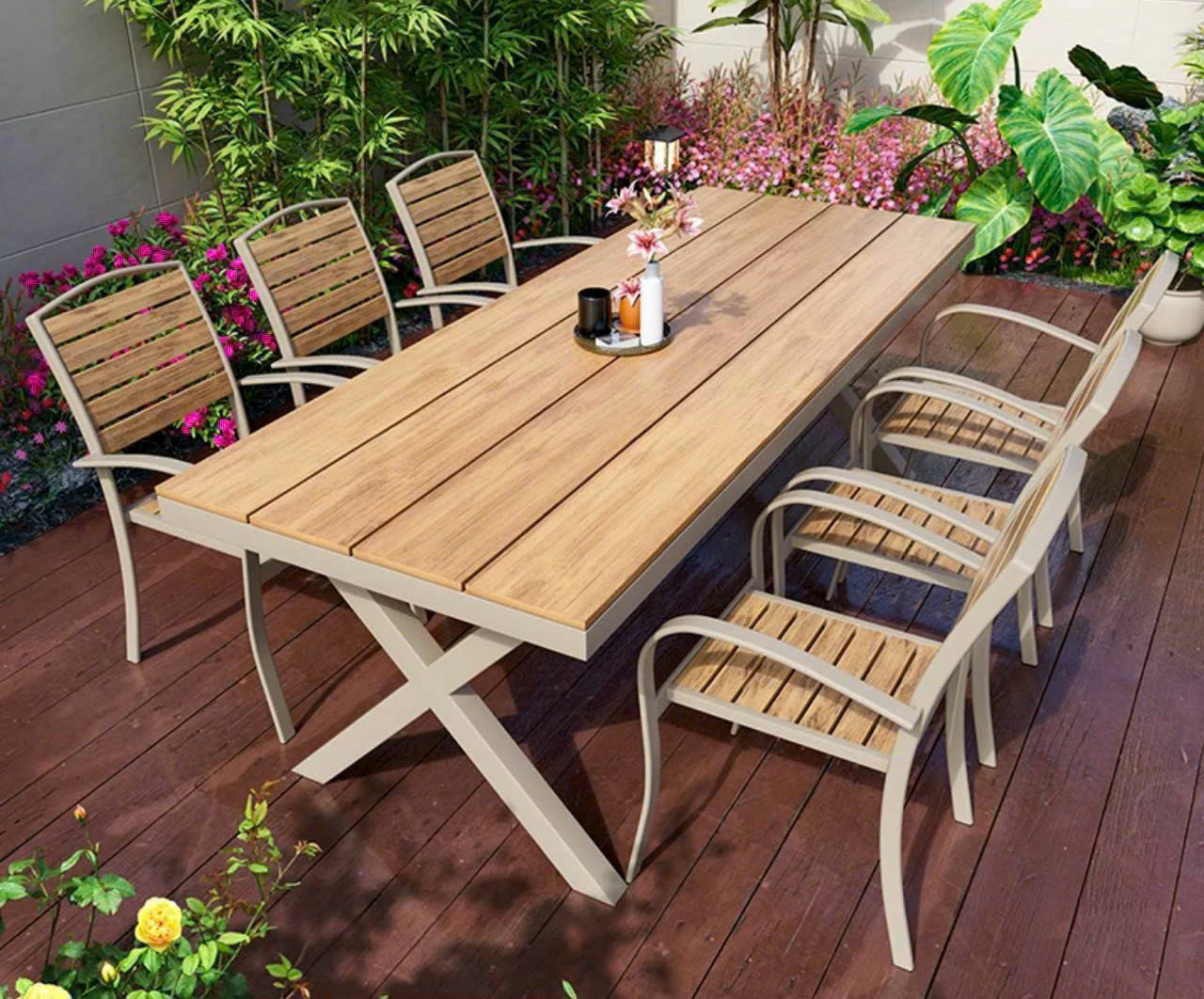 Bộ bàn ghế nhôm đúc sân vườn