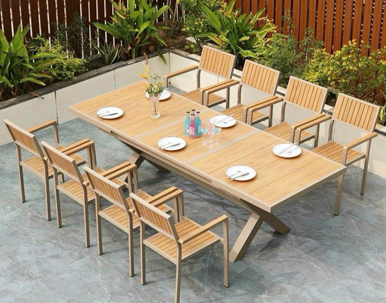 Bàn ghế ăn nhôm đúc ngoài trời