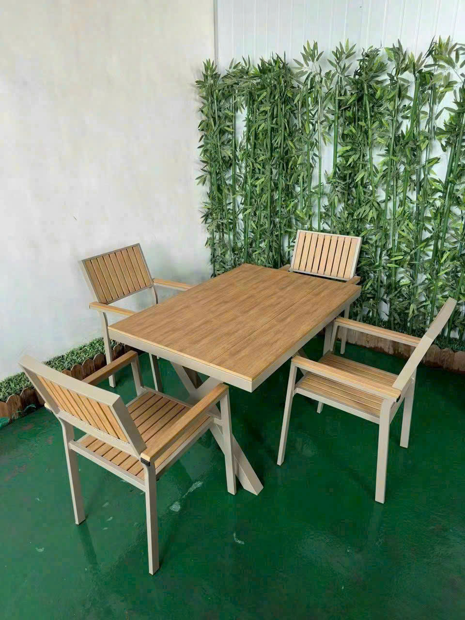 Bàn ghế phòng ăn nhôm đúc ngoài trời