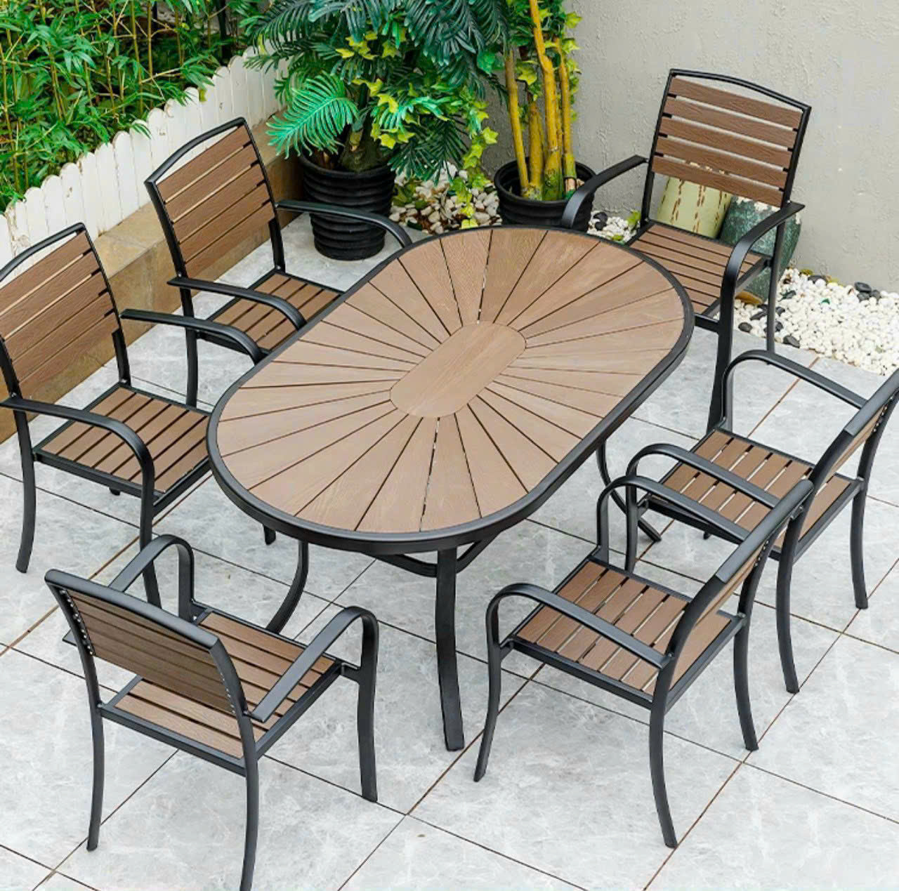 Bàn ghế ăn nhôm đúc ngoài trời