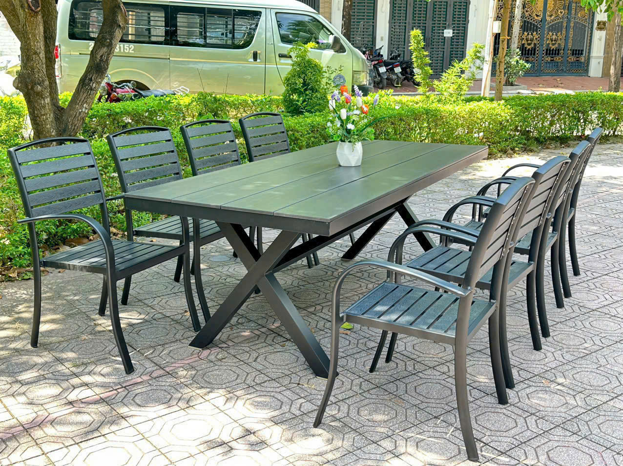 Bàn ghế ăn nhôm đúc sân vườn