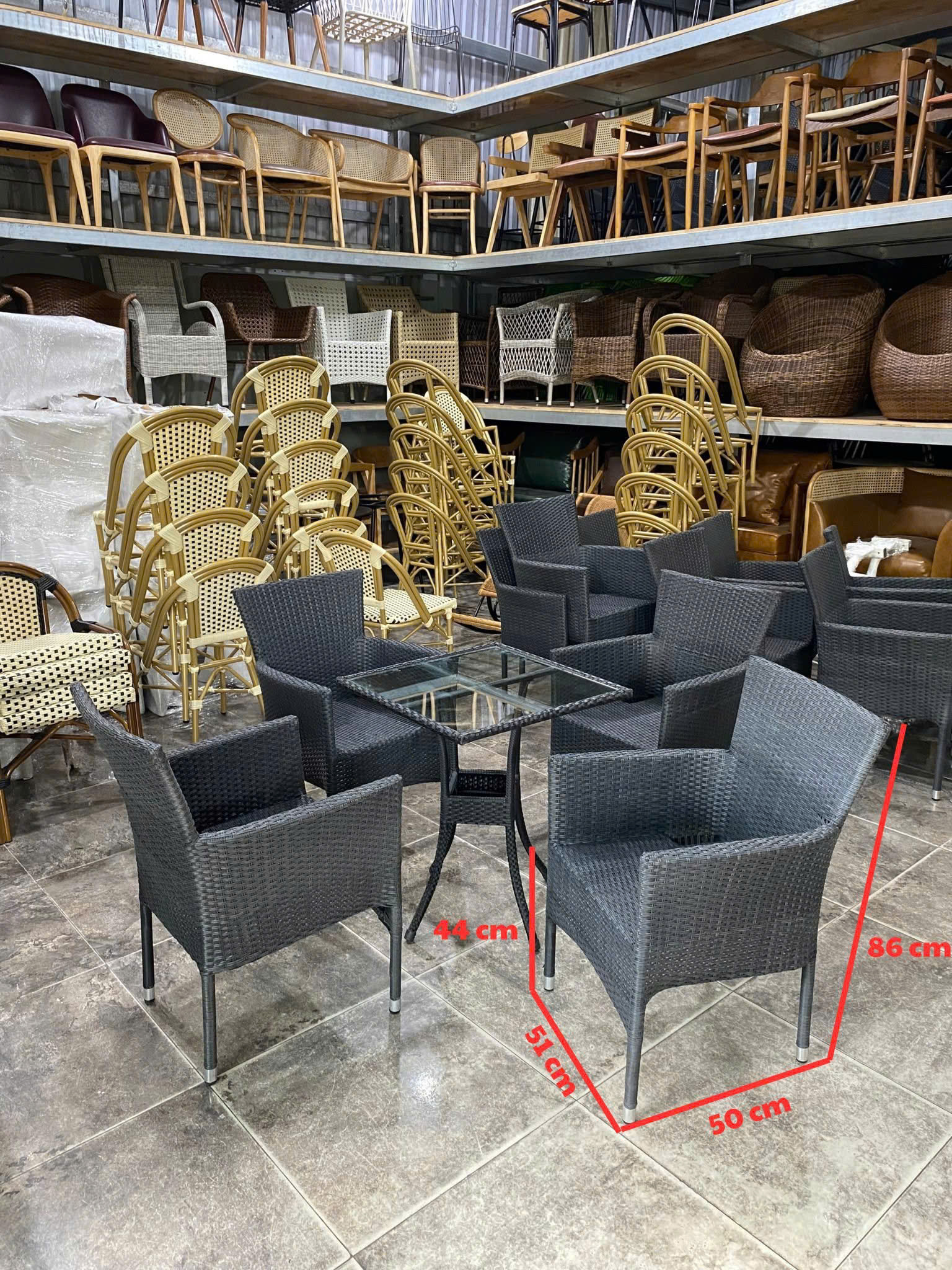 bàn ghế cafe mây nhựa sân vườn