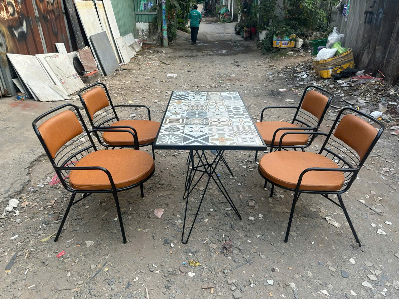 bàn ghế cafe sắt sân vườn