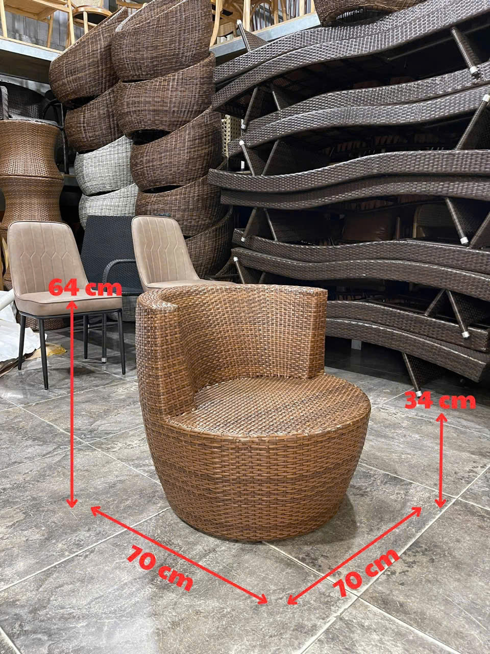 ghế sofa trứng mây nhựa sân vườn