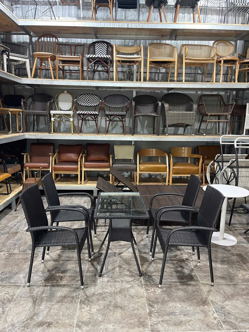 bàn ghế mây nhựa sân vườn