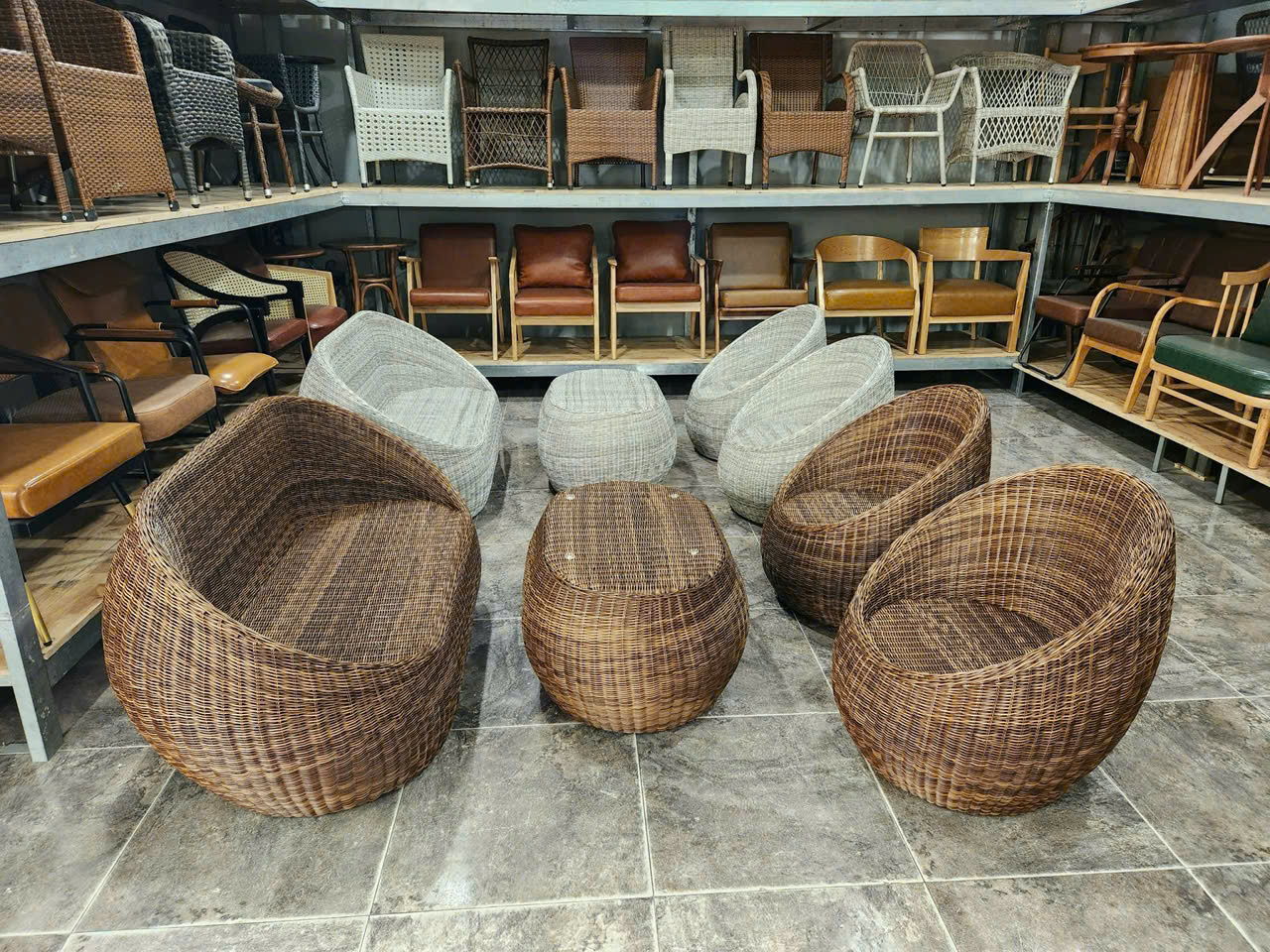 bàn ghế sofa mây nhựa sân vườn 001