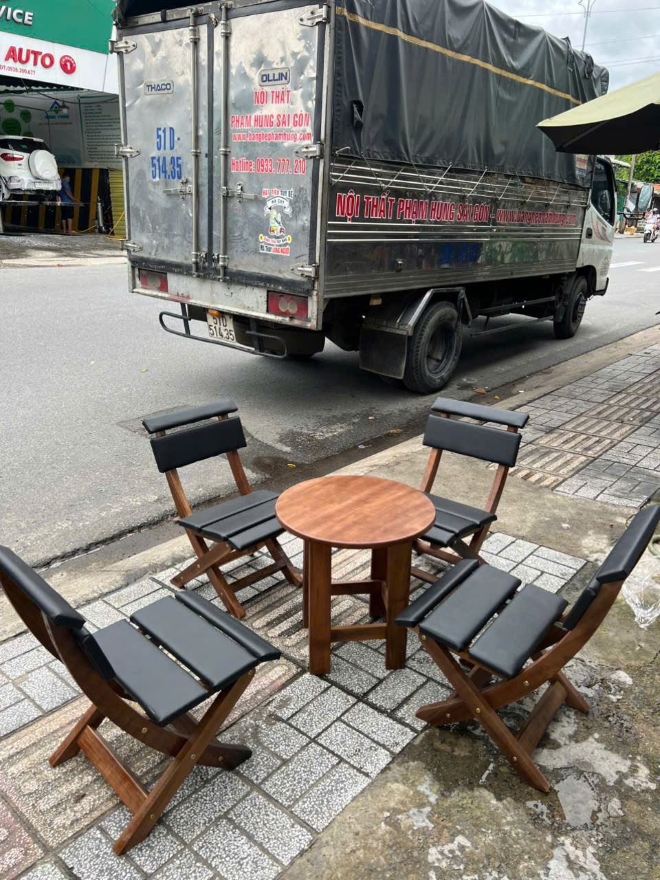 bàn ghế xếp gỗ phạm hùng