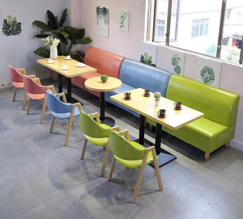 bàn ghế sofa nệm cafe trà sữa